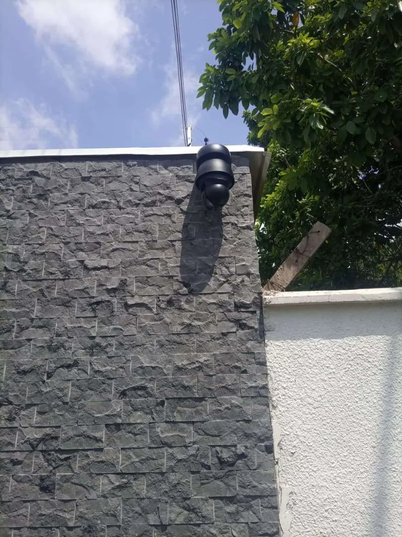 CCTV camera installation on a perimeter wall