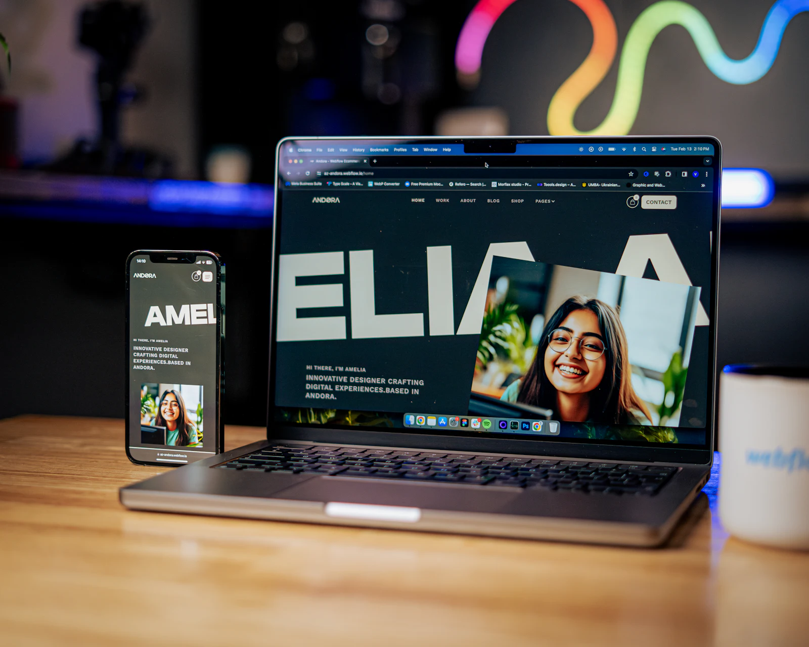 A business website shown on a laptop and a mobile phone